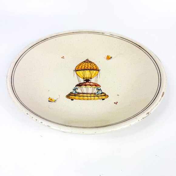 Collegio Delle Arti Di Orvieto Ceramic Wall Plate Hand Painted Hot Air Balloon S - Picture 2 of 5